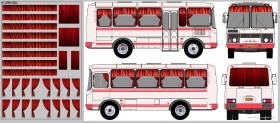 Набор декалей Шторки для автобусов ПАЗ - красный - 100х140 мм. 1:43