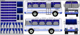 Набор декалей Шторки для автобусов ПАЗ - синий - 100х140 мм. 1:43