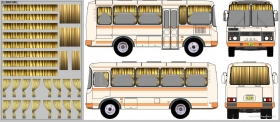 Набор декалей Шторки для автобусов ПАЗ - бежевый - 100х140 мм. 1:43