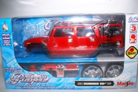 Hummer H2 SUV - красный металлик - тюнинг - СБОРКА 1:18