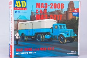 МАЗ-200В седельный тягач + МАЗ-5217 полуприцеп-фургон - сборная модель 1:43