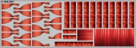 Набор декалей Шторки для Ikarus 259 - красные - 200х70 мм. 1:43