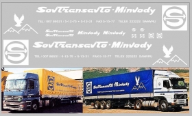 Набор декалей Sovtransavto-minvody для МАЗ-9758 - белый - 100х290 мм. 1:43