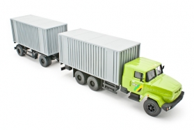 КрАЗ-65053 контейнер + прицеп-контейнер КрАЗ-А181 К2 - зеленый/серый 1:43
