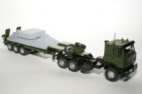 МАЗ-642508 седельный тягач 6х6 + полуприцеп-трал МАЗ-937900 + груз - темно-зеленый 1:43
