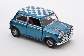 Mini Cooper - голубой/шахматная крыша 1:43