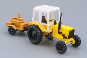 МТЗ-82 Трактор + прицеп-кухня - пластик - желтый/белый/желтый 1:43