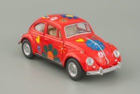 Volkswagen Beetle - красный с цветами 1:32