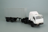 КАМАЗ-5410 седельный тягач со спойлером + полуприцеп-контейнеровоз - белый/серый 1:43