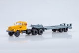 КрАЗ-258Б1 седельный тягач +  полуприцеп-тяжеловоз ЧМЗАП-5523 - желтый/серый 1:43