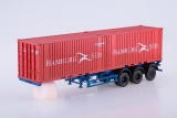 МАЗ-6422 седельный тягач (ранняя кабина) + полуприцеп-контейнеровоз МАЗ-938920 - синий/красный 1:43