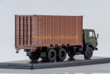 КАМАЗ-53212 контейнер 20 футов - хаки/коричневый 1:43