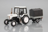 МТЗ-82 Трактор «Belarus» (металл/пластик, Люкс-2) - белый/черный + прицеп сельскохозяйственный с тентом 1:43