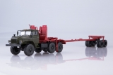 Миасский грузовик-43204-10 лесовоз + прицеп-роспуск - хаки-красный 1:43