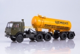 КАМАЗ-54112 седельный тягач + ТЦ-11 полуприцеп-цементовоз - хаки/желтый 1:43