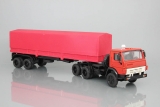 КАМАЗ-54101 седельный тягач + ОдАЗ-9370 полуприцеп бортовой с тентом - красный 1:43