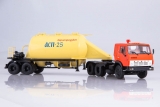 КАМАЗ-54112 седельный тягач + АСП-25 полуприцеп-муковоз - красный/желтый 1:43