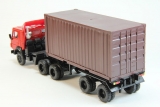 КАМАЗ-54112 седельный тягач со спойлером + полуприцеп-контейнеровоз - красный/коричневый 1:43