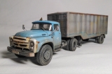 ЗиЛ-130В1 седельный тягач + ОдАЗ-794 полуприцеп-фургон - голубой/серый со следами эксплуатации 1:43