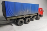 КАМАЗ-5320 (со спальным местом) бортовой с тентом - красный/синий со следами эксплуатации 1:43
