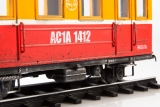 АС1А двухосная служебная автомотриса - красный/желтый со следами эксплуатации 1:43