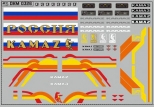 Набор декалей КАМАЗ (полосы, надписи, логотипы) - вариант 3 - 100х70 мм. 1:43