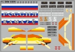 Набор декалей КАМАЗ (полосы, надписи, логотипы) - вариант 6 - 100х70 мм. 1:43
