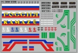 Набор декалей КАМАЗ (полосы, надписи, логотипы) - вариант 15 - 100х70 мм. 1:43