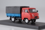 УАЗ-39095 бортовой автомобиль повышенной проходимости с тентом - красный/синий/черный тент 1:43
