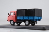 УАЗ-39095 бортовой автомобиль повышенной проходимости с тентом - красный/синий/черный тент 1:43
