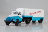 Горький-51П седельный тягач + ПАЗ-744 полуприцеп-фургон - голубой/белый 1:43