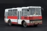 ПАЗ-3203 малый городской автобус - красный/белый со следами эксплуатации 1:43