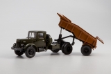 МАЗ-200В седельный тягач + МАЗ-5232В самосвальный полуприцеп - хаки/коричневый 1:43
