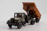 МАЗ-200В седельный тягач + МАЗ-5232В самосвальный полуприцеп - хаки/коричневый 1:43