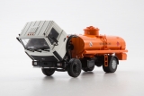 МАЗ-5337 (поздняя кабина) автоцистерна для светлых нефтепродуктов АЦ-9 - белый/оранжевый 1:43