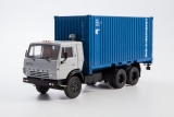 КАМАЗ-53212 контейнеровоз + ГКБ-8350 прицеп-контейнеровоз - светлая дымка/синий 1:43