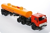 КАМАЗ-5410 седельный тягач + полуприцеп-цистерна - красный/оранжевый 1:43