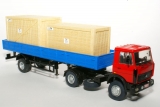 МАЗ-93802 полуприцеп бортовой с ящиками - синий 1:43
