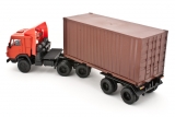 КАМАЗ-5410 седельный тягач + полуприцеп-контейнеровоз - красный/коричневый 1:43