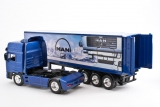 MAN F2000 седельный тягач с полуприцепом-фургоном - 1994 - синий металлик 1:43