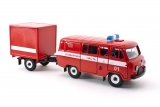 УАЗ-39099 грузопассажирский + прицеп-фургон - пожарный 1:43