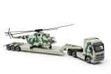 Volvo FH12 седельный тягач + трал + вертолет Ми-8 - военный 1:87