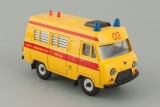 УАЗ-3962 автобус с высокой крышей - скорая медицинская помощь - желтый 1:43