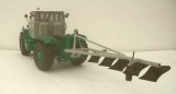 Т-125 трактор колесный + навесной плуг ПН-5-35 - зеленый/серый 1:43