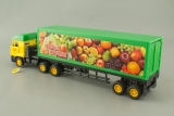 КАМАЗ-65116 седельный тягач + полуприцеп-фургон «Овощи и фрукты» - звук+свет 1:43