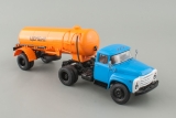 ЗиЛ-130В седельный тягач + полуприцеп-цементовоз ТЦ-4 - голубой/оранжевый 1:43