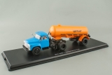ЗиЛ-130В седельный тягач + полуприцеп-цементовоз ТЦ-4 - голубой/оранжевый 1:43