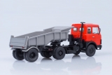 МАЗ-5432 седельный тягач (ранняя кабина) + МАЗ-5232В самосвальный полуприцеп - красный/серый 1:43