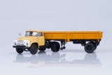 ЗиЛ-130В1 седельный тягач + ОдАЗ-885 бортовой полуприцеп - бежевый/оранжевый 1:43