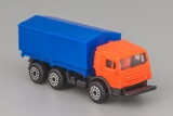 КАМАЗ-43101 бортовой с тентом - оранжевый/синий (коробка)  1:100